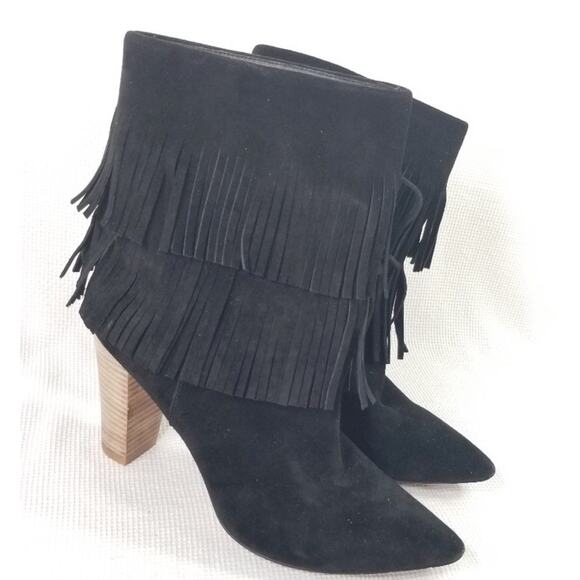 ELAINE TURNER LENNOX BLACK FRINGE BOOT  9.5 - Picture 1 of 8